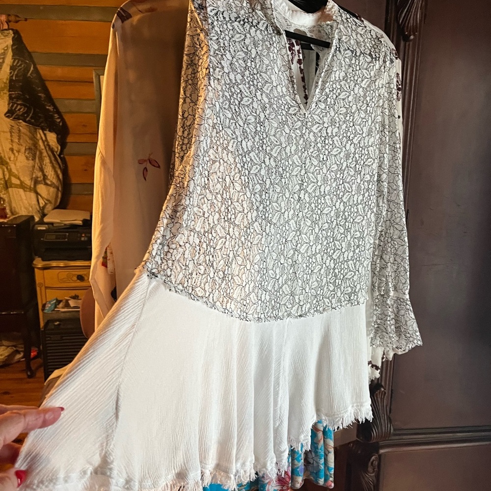 Free People Black and White Lace Tunic - Picture 5 of 9